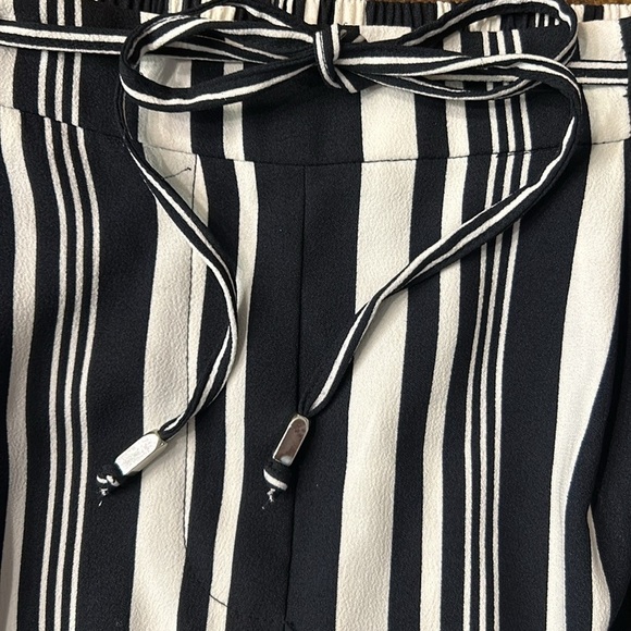 ZARA Basic Black White Stripe Drawstring Trouser Pant XS - Picture 6 of 10